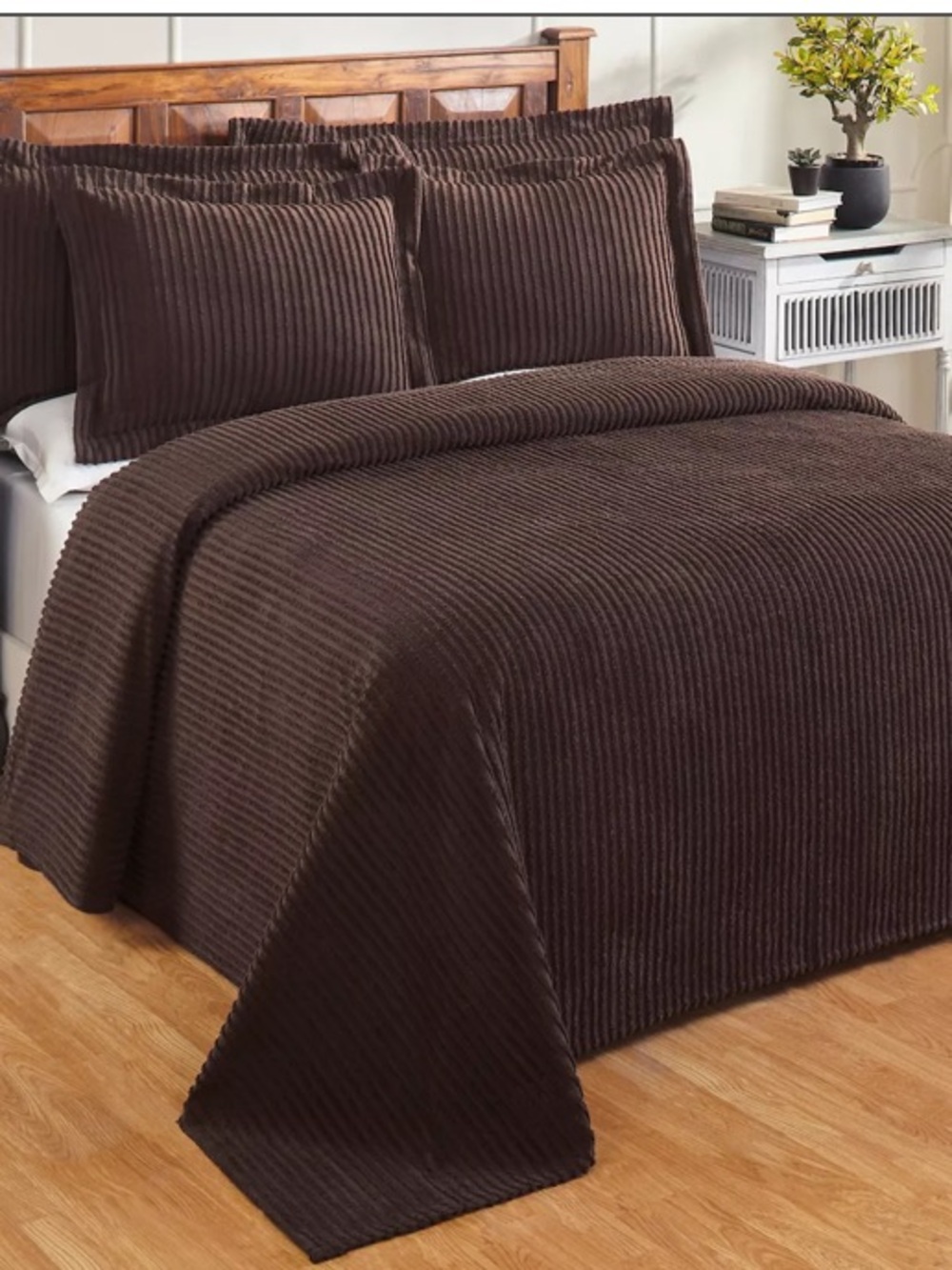 ⭐️Better Trends Jullian Pillow Shams Chenille Chocolate Set of 2 Standard Sz